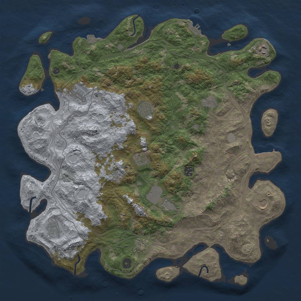 Rust Map: Procedural Map, Size: 4500, Seed: 735501336, 19 Monuments