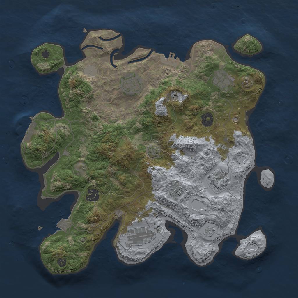 Rust Map: Procedural Map, Size: 3300, Seed: 1268071450, 14 Monuments