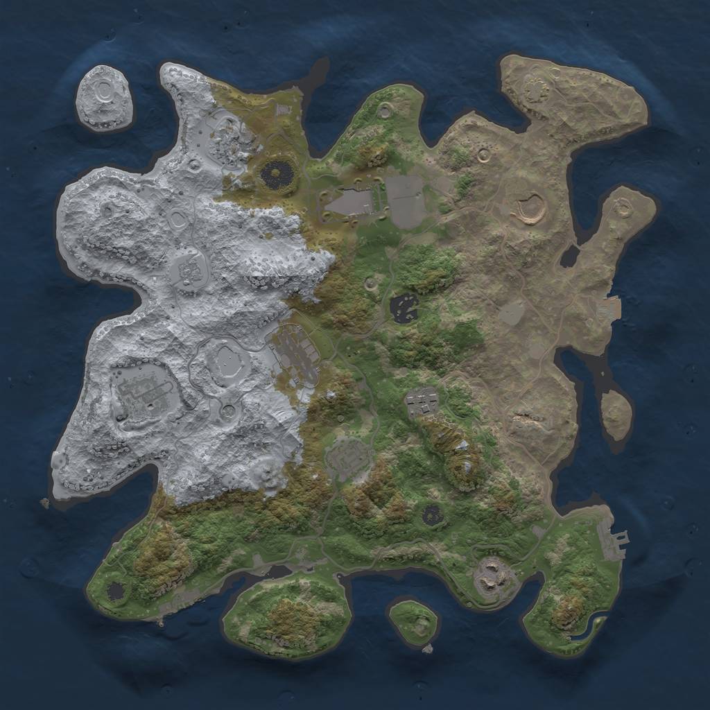Rust Map: Procedural Map, Size: 3500, Seed: 1228, 17 Monuments