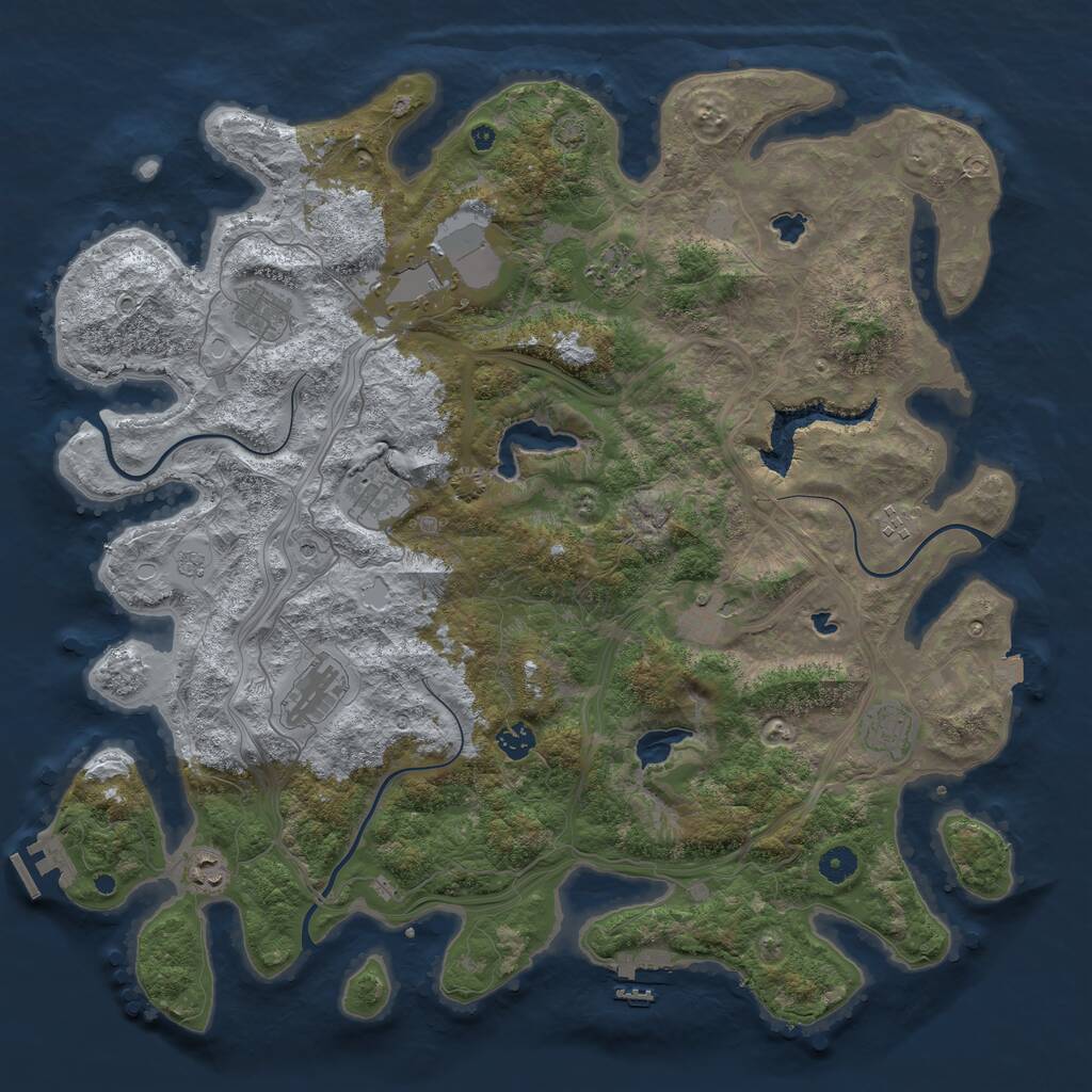 Rust Map: Procedural Map, Size: 4500, Seed: 1532893473, 16 Monuments