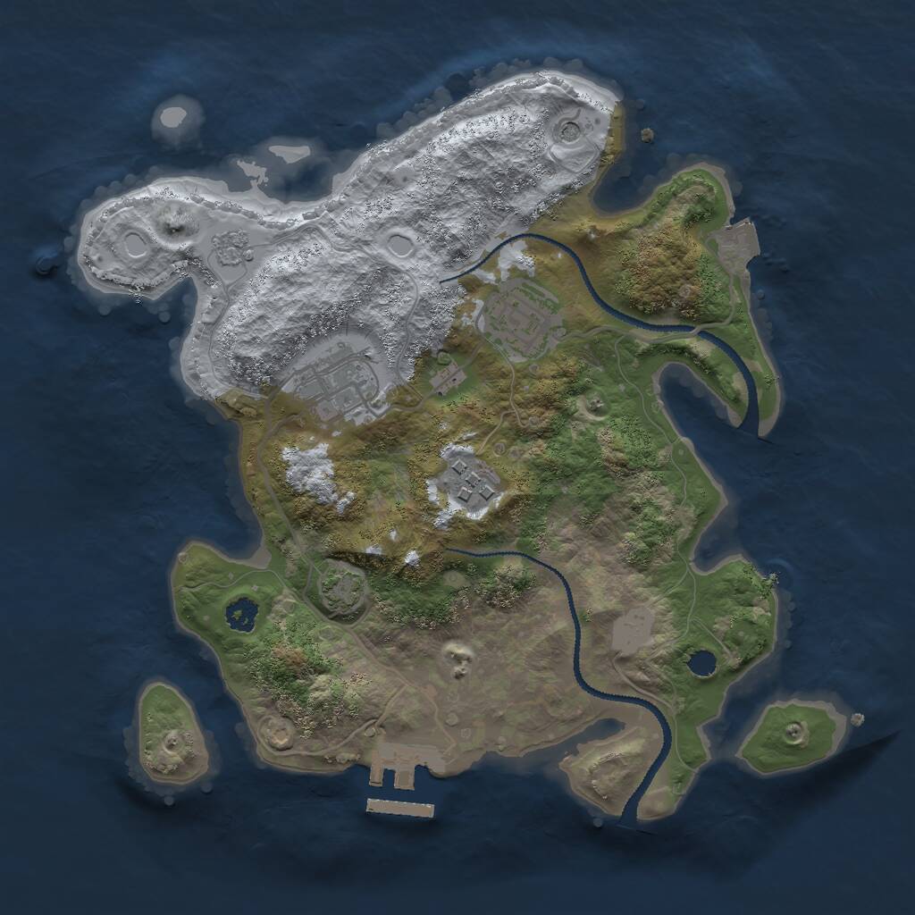Rust Map: Procedural Map, Size: 2750, Seed: 36728, 8 Monuments