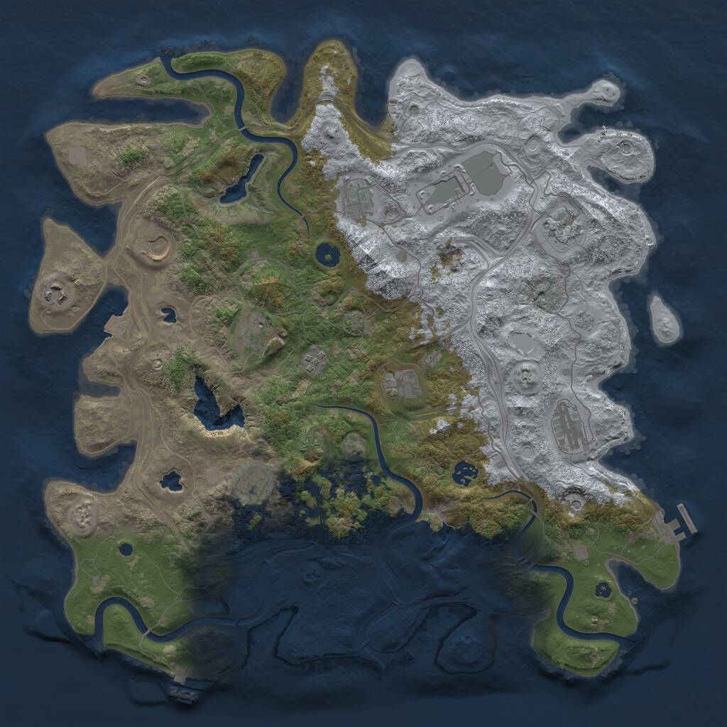 Rust Map: Procedural Map, Size: 4500, Seed: 941313436, 17 Monuments