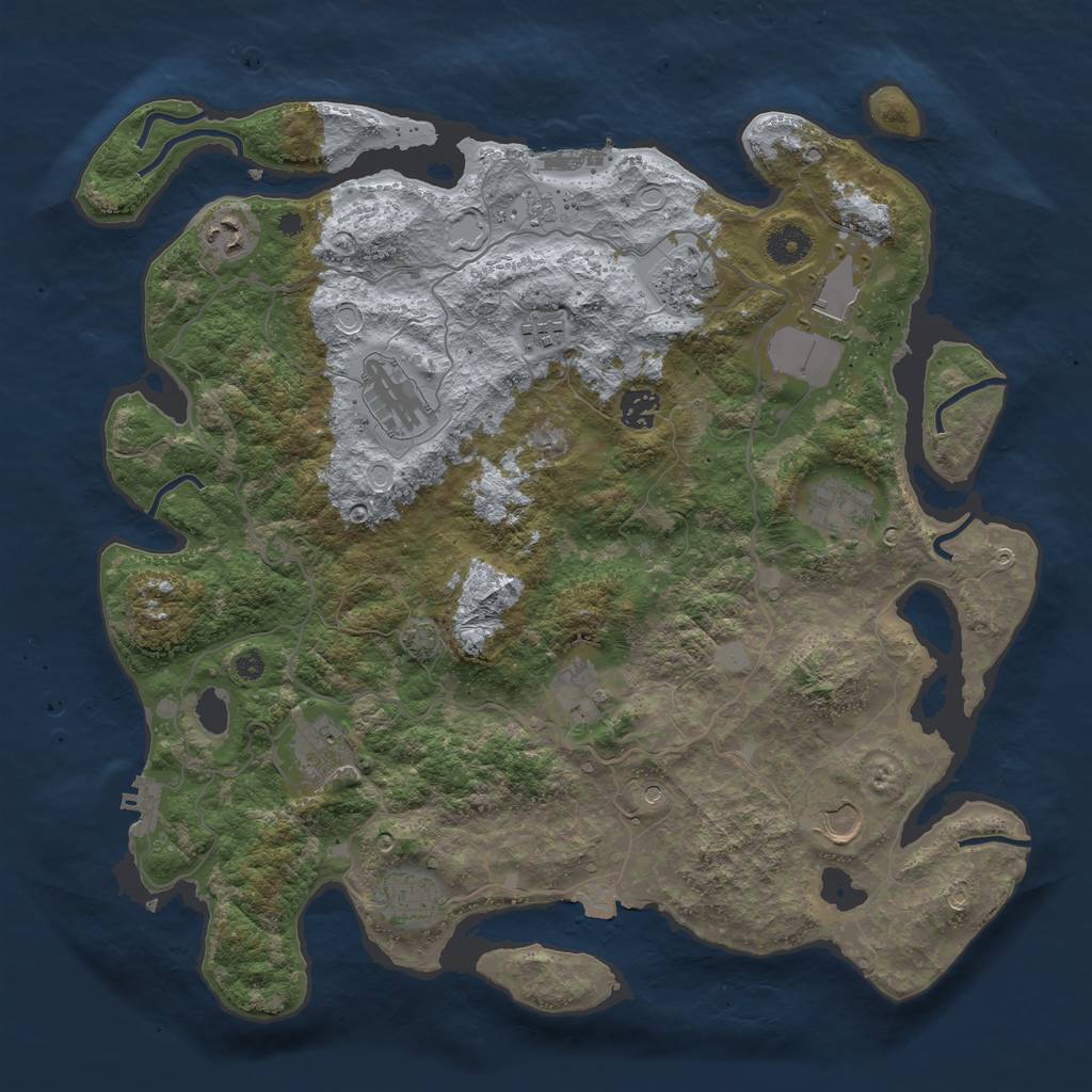 Rust Map: Procedural Map, Size: 4000, Seed: 1458954074, 19 Monuments