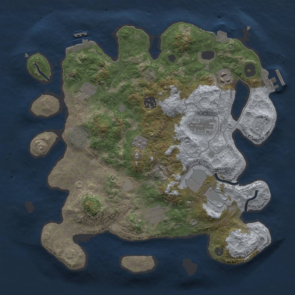 Rust Map: Procedural Map, Size: 3500, Seed: 1180189877, 15 Monuments