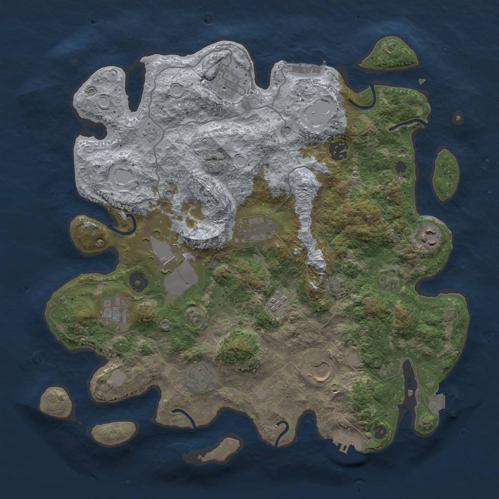 Rust Map: Procedural Map, Size: 3800, Seed: 1962480816, 17 Monuments