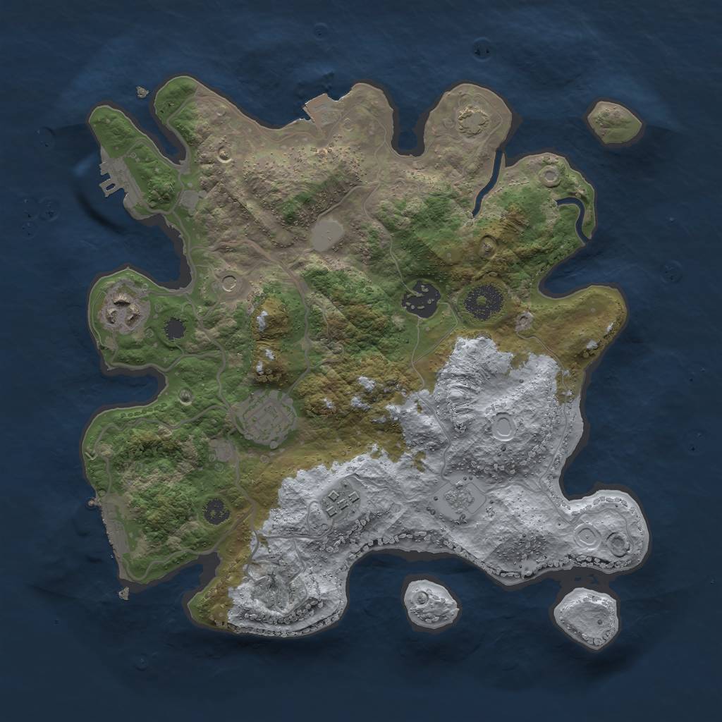 Rust Map: Procedural Map, Size: 3000, Seed: 1951209328, 12 Monuments