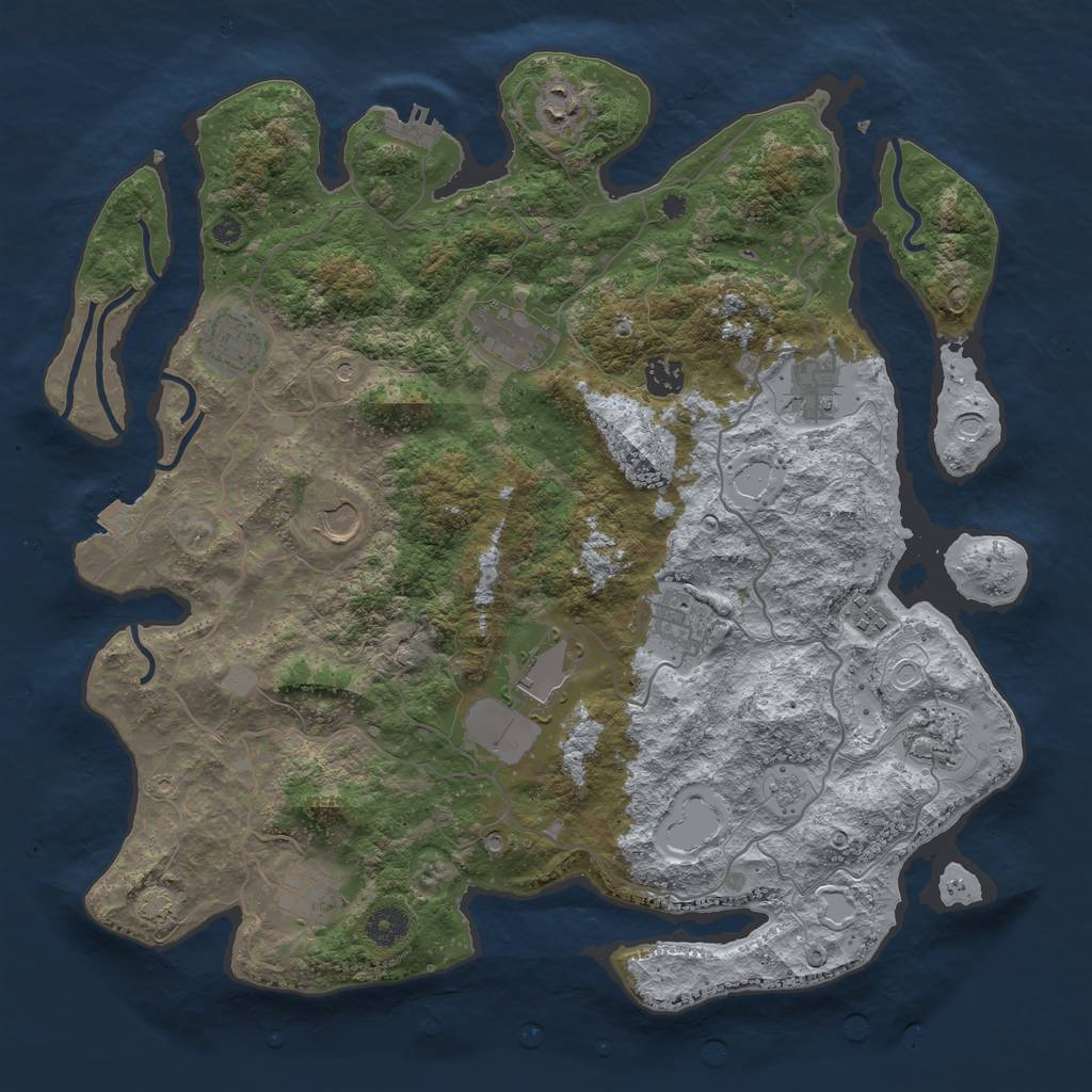 Rust Map: Procedural Map, Size: 4000, Seed: 58429, 18 Monuments