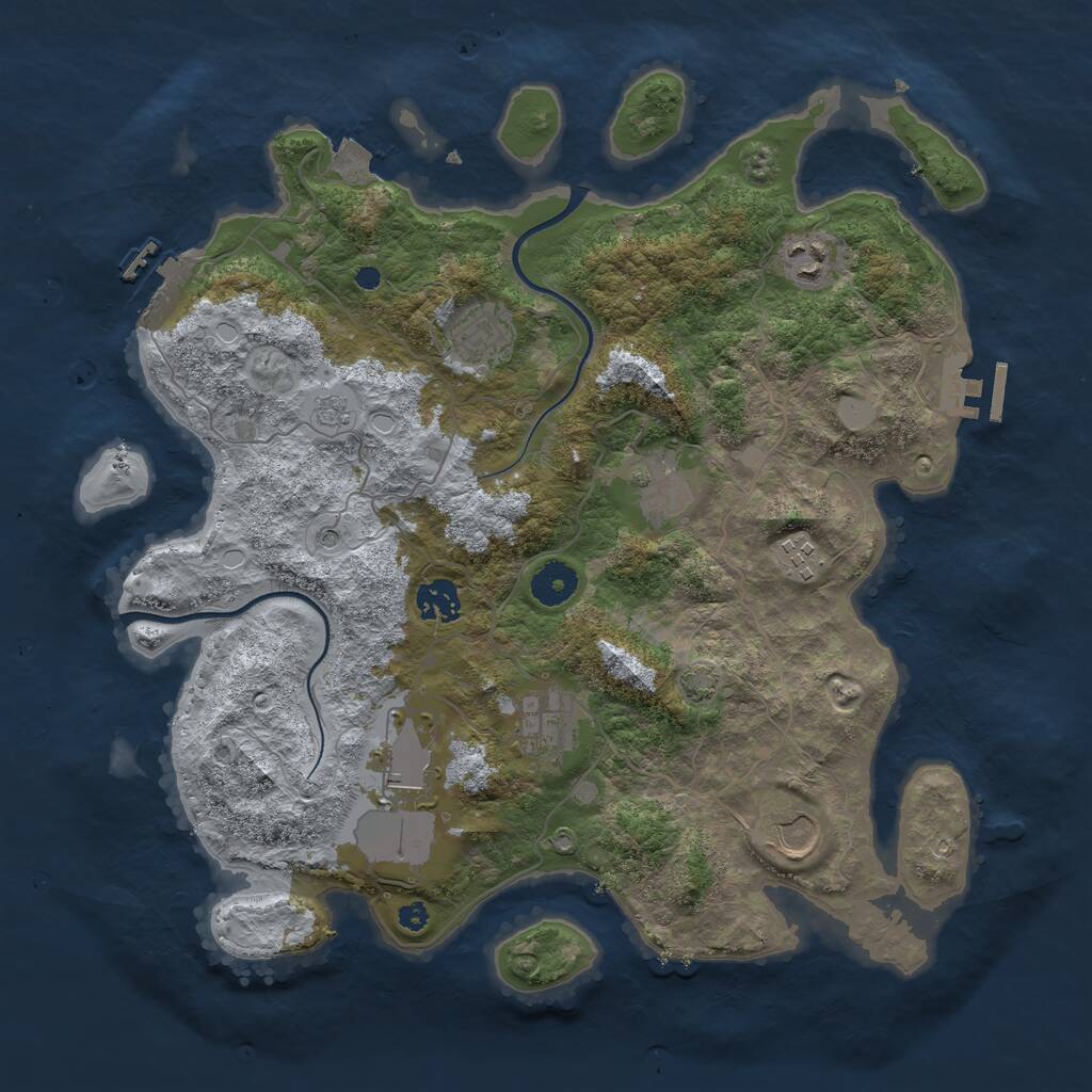 Rust Map: Procedural Map, Size: 3700, Seed: 594256583, 14 Monuments