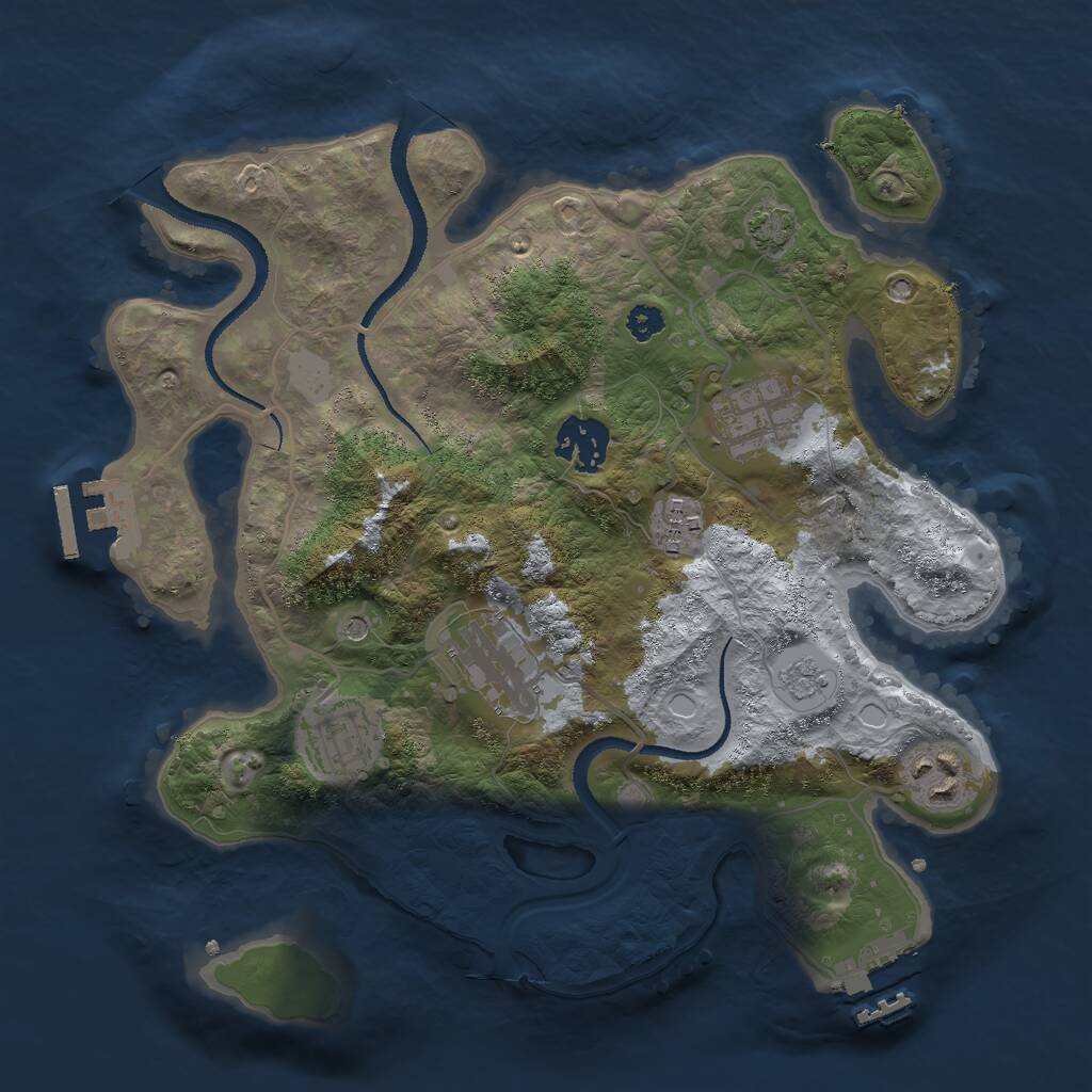 Rust Map: Procedural Map, Size: 3000, Seed: 1623432, 12 Monuments