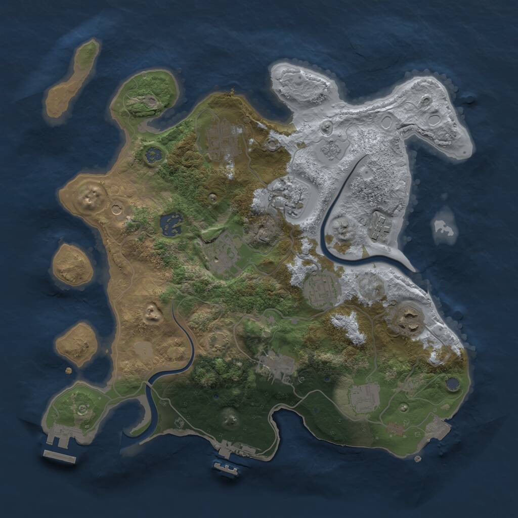 Rust Map: Procedural Map, Size: 3200, Seed: 123, 14 Monuments