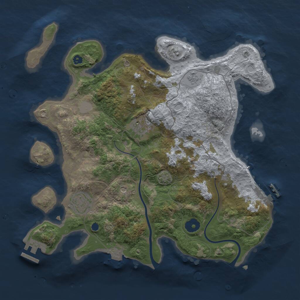 Rust Map: Procedural Map, Size: 3200, Seed: 123, 8 Monuments
