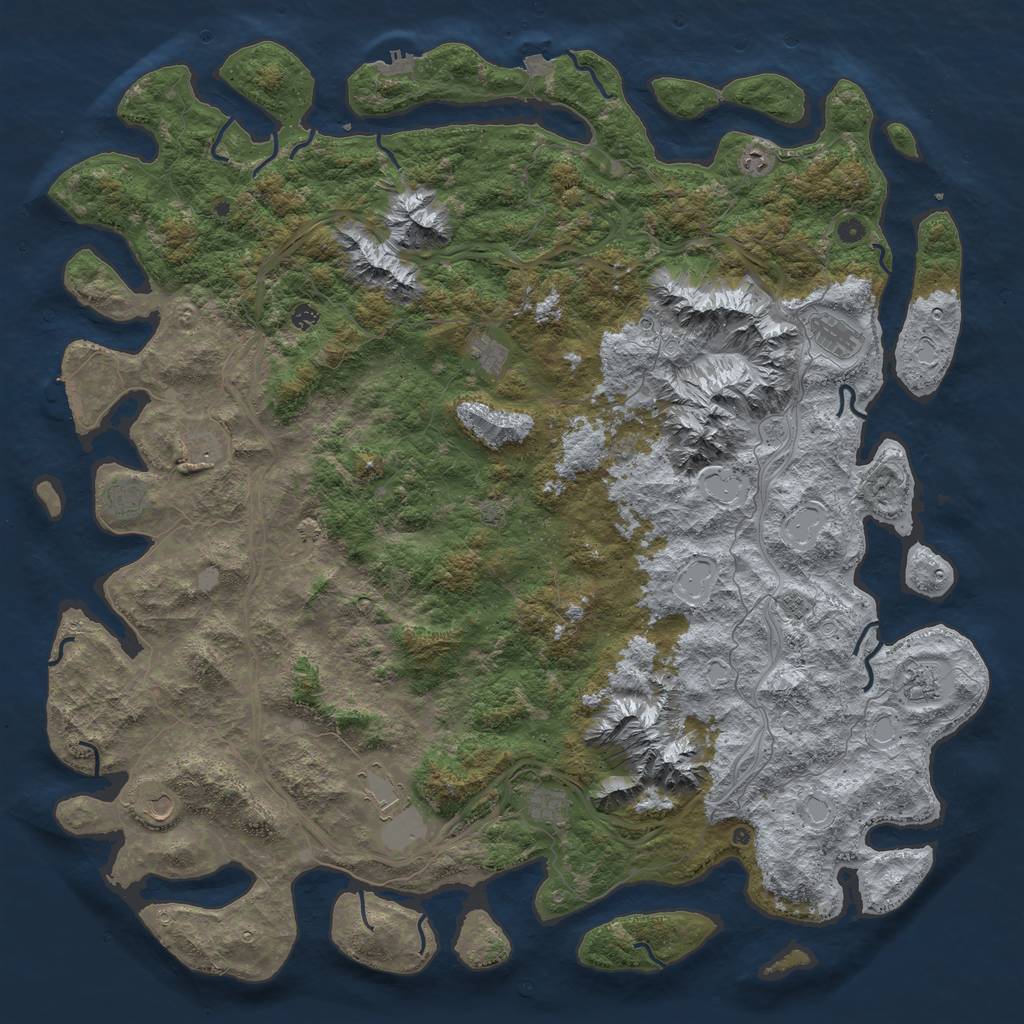 Rust Map: Procedural Map, Size: 6000, Seed: 509672710, 19 Monuments