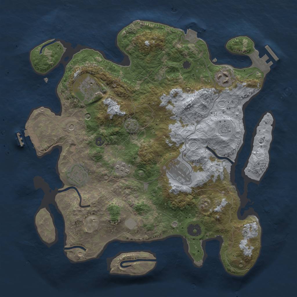 Rust Map: Procedural Map, Size: 3250, Seed: 154834183, 13 Monuments