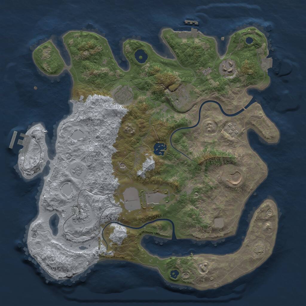 Rust Map: Procedural Map, Size: 3500, Seed: 716119467, 14 Monuments