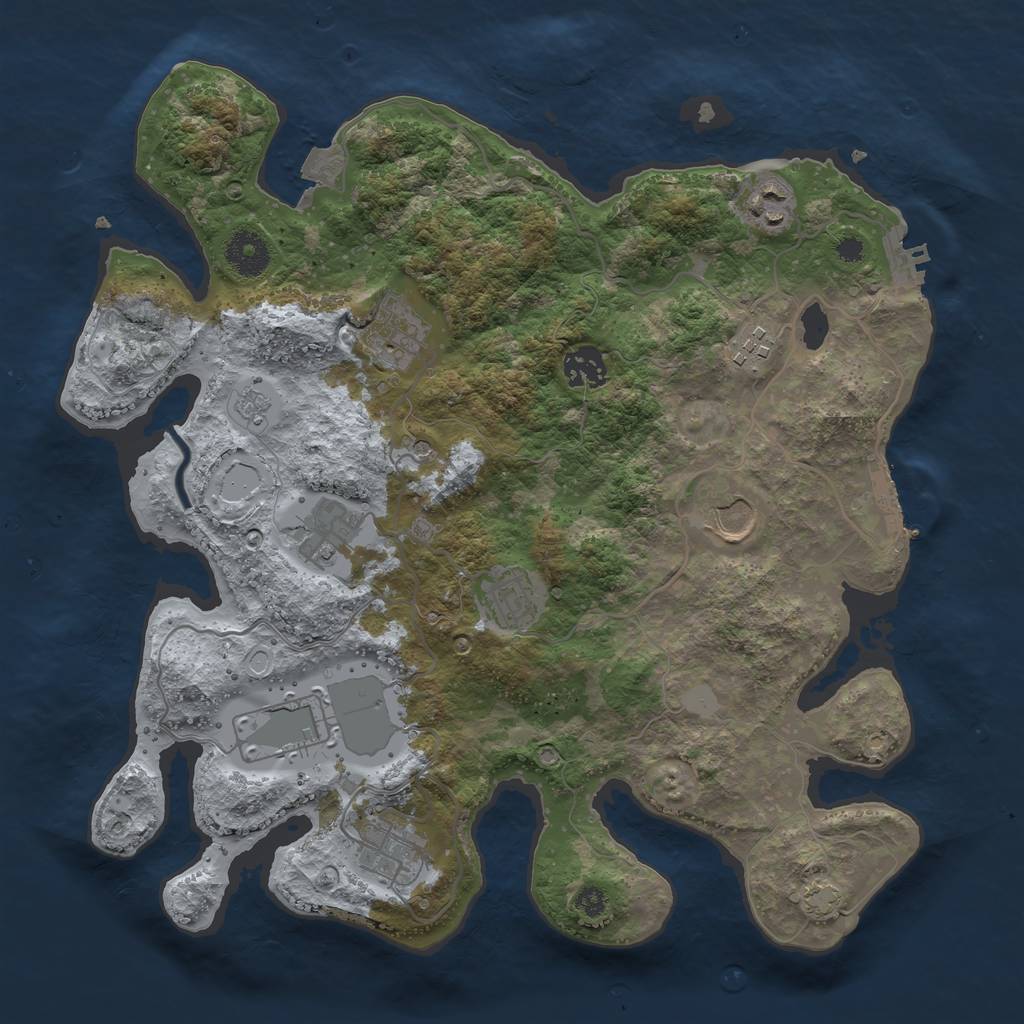 Rust Map: Procedural Map, Size: 3500, Seed: 57894622, 17 Monuments