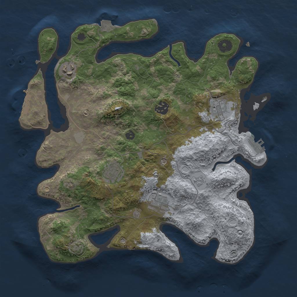 Rust Map: Procedural Map, Size: 3300, Seed: 199389123, 13 Monuments