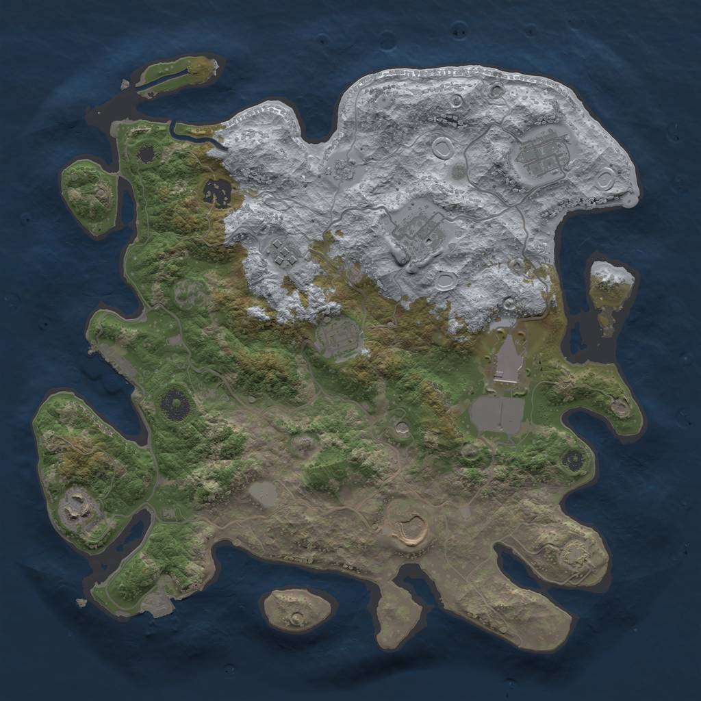 Rust Map: Procedural Map, Size: 3500, Seed: 656861271, 15 Monuments