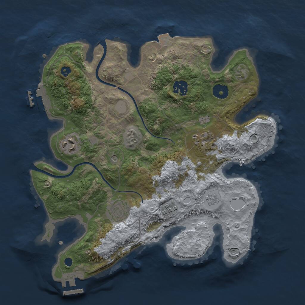 Rust Map: Procedural Map, Size: 3000, Seed: 1685848158, 10 Monuments