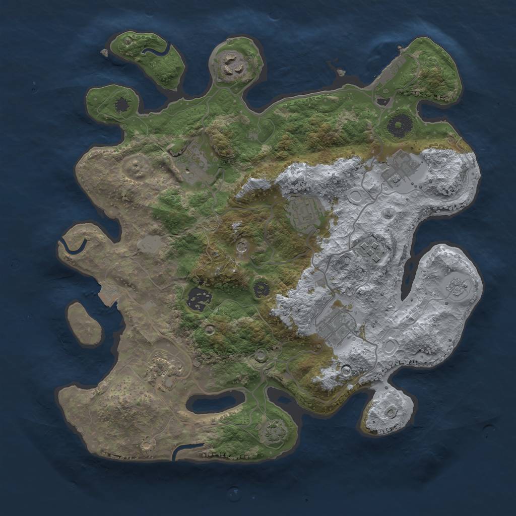 Rust Map: Procedural Map, Size: 3250, Seed: 172361872, 15 Monuments