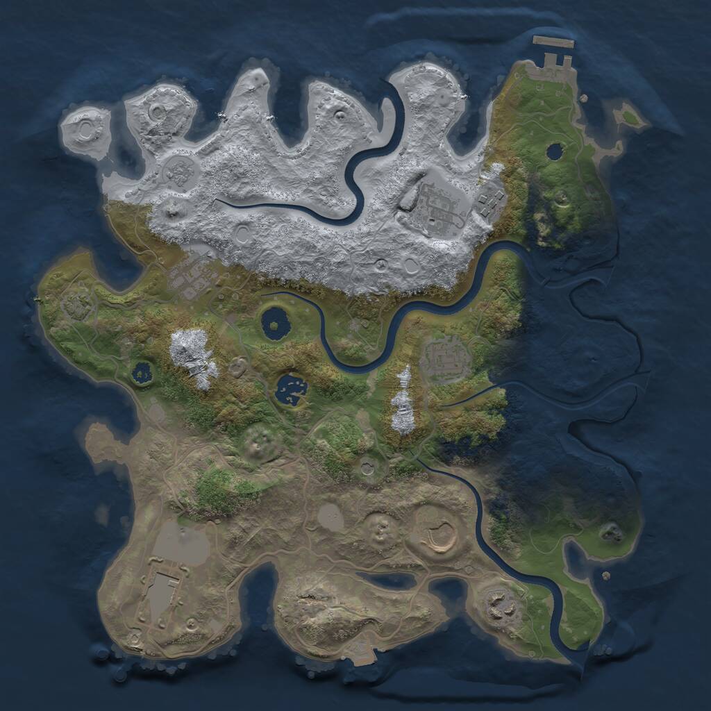 Rust Map: Procedural Map, Size: 3500, Seed: 2912201, 13 Monuments