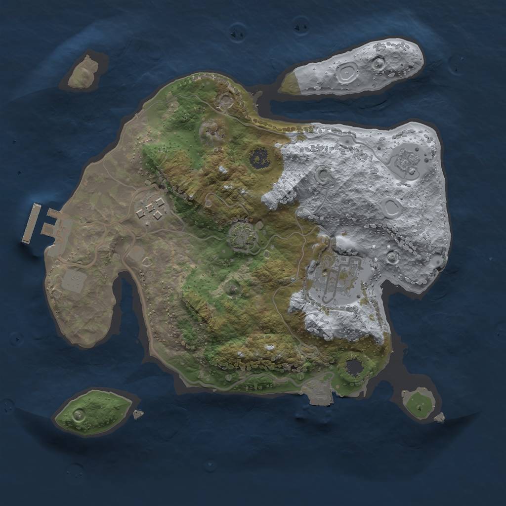 Rust Map: Procedural Map, Size: 2500, Seed: 153083478, 8 Monuments