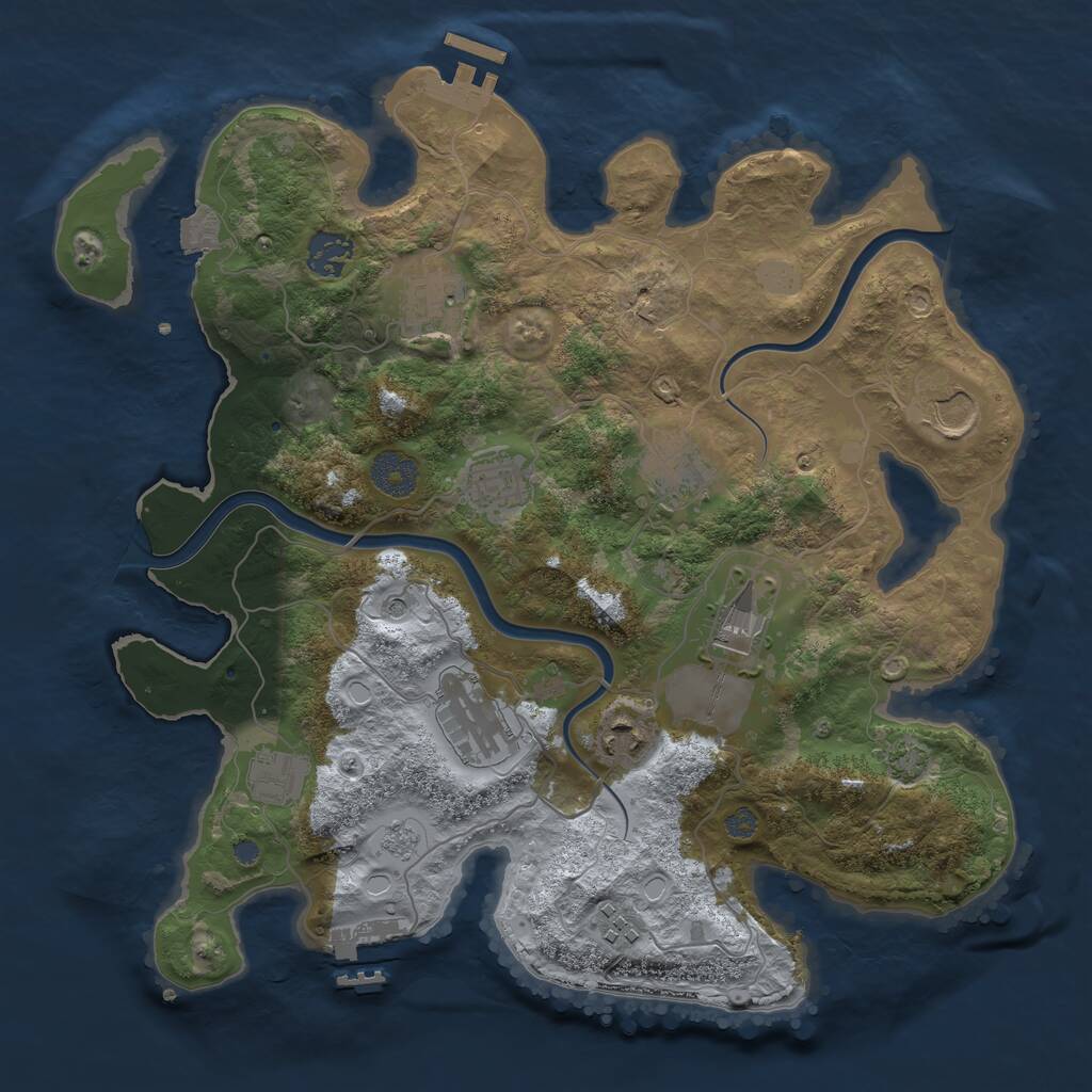 Rust Map: Procedural Map, Size: 3500, Seed: 1587951285, 15 Monuments