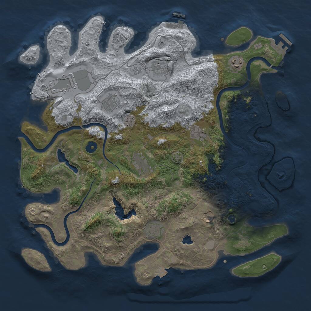 Rust Map: Procedural Map, Size: 4050, Seed: 360796585, 15 Monuments