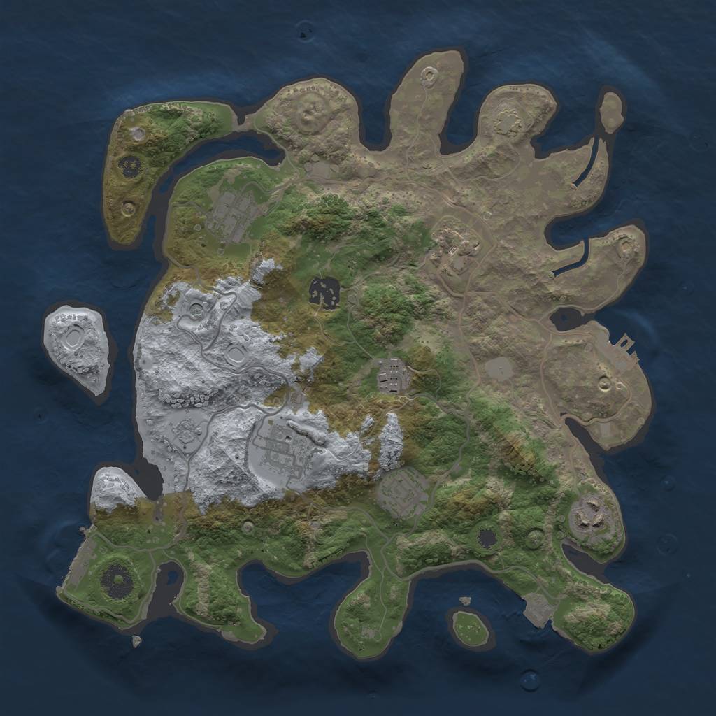 Rust Map: Procedural Map, Size: 3250, Seed: 1047590335, 15 Monuments