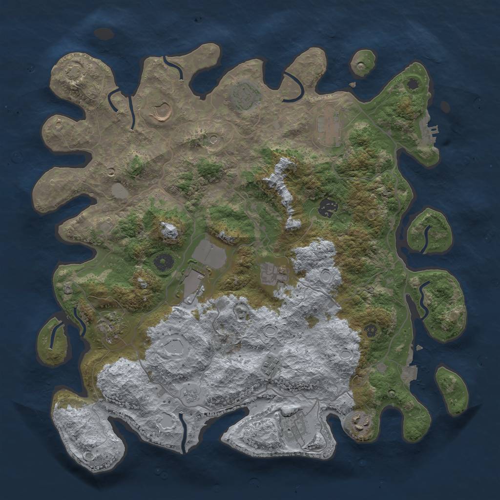 Rust Map: Procedural Map, Size: 4000, Seed: 28547, 17 Monuments