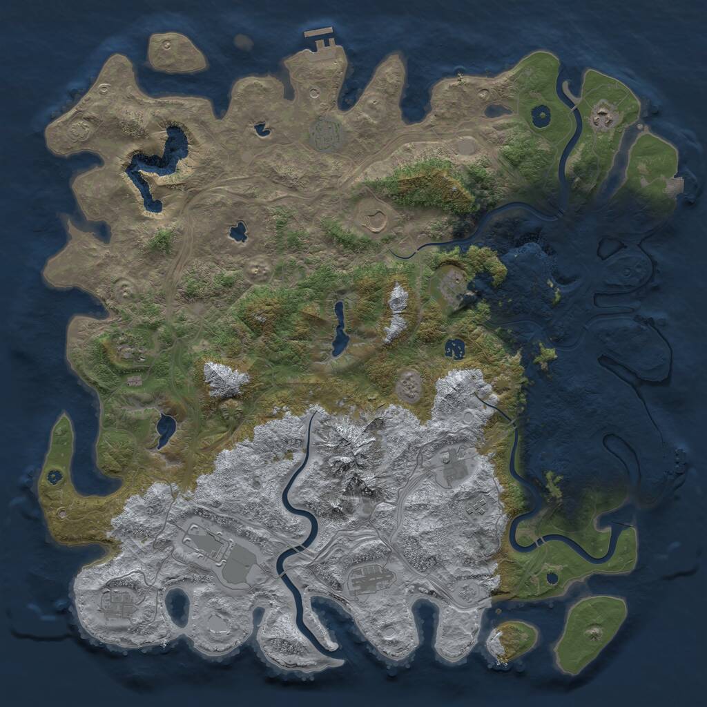 Rust Map: Procedural Map, Size: 5000, Seed: 1211633242, 17 Monuments