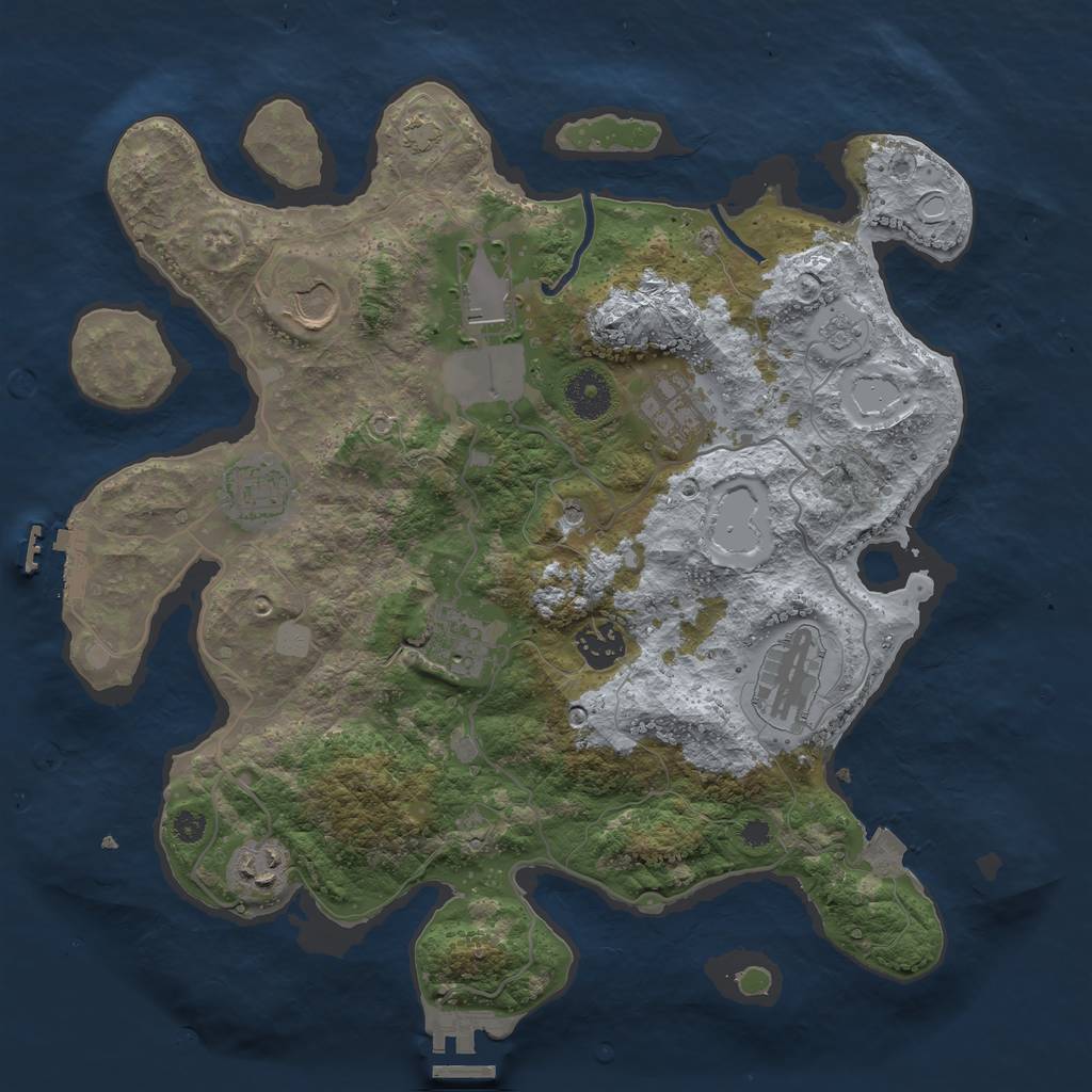 Rust Map: Procedural Map, Size: 3500, Seed: 1805397173, 16 Monuments