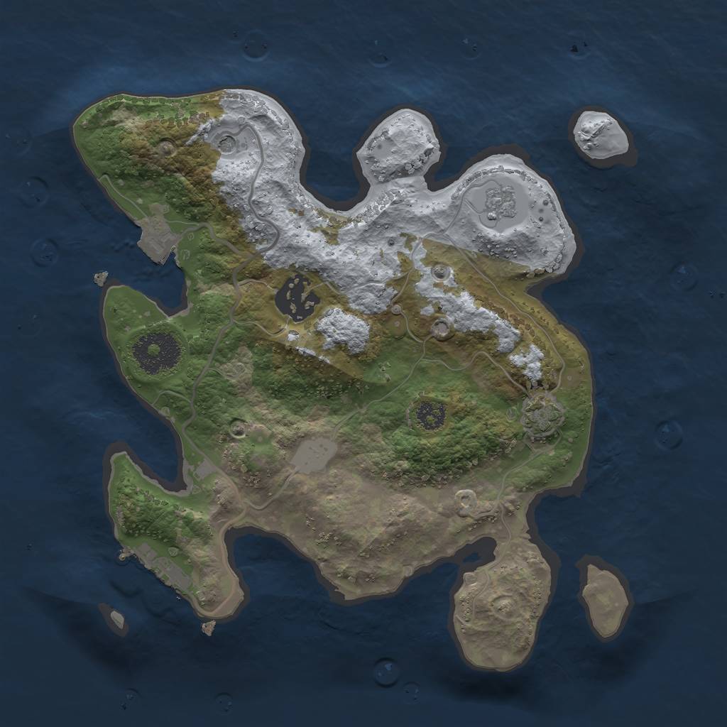 Rust Map: Procedural Map, Size: 2500, Seed: 11521, 8 Monuments