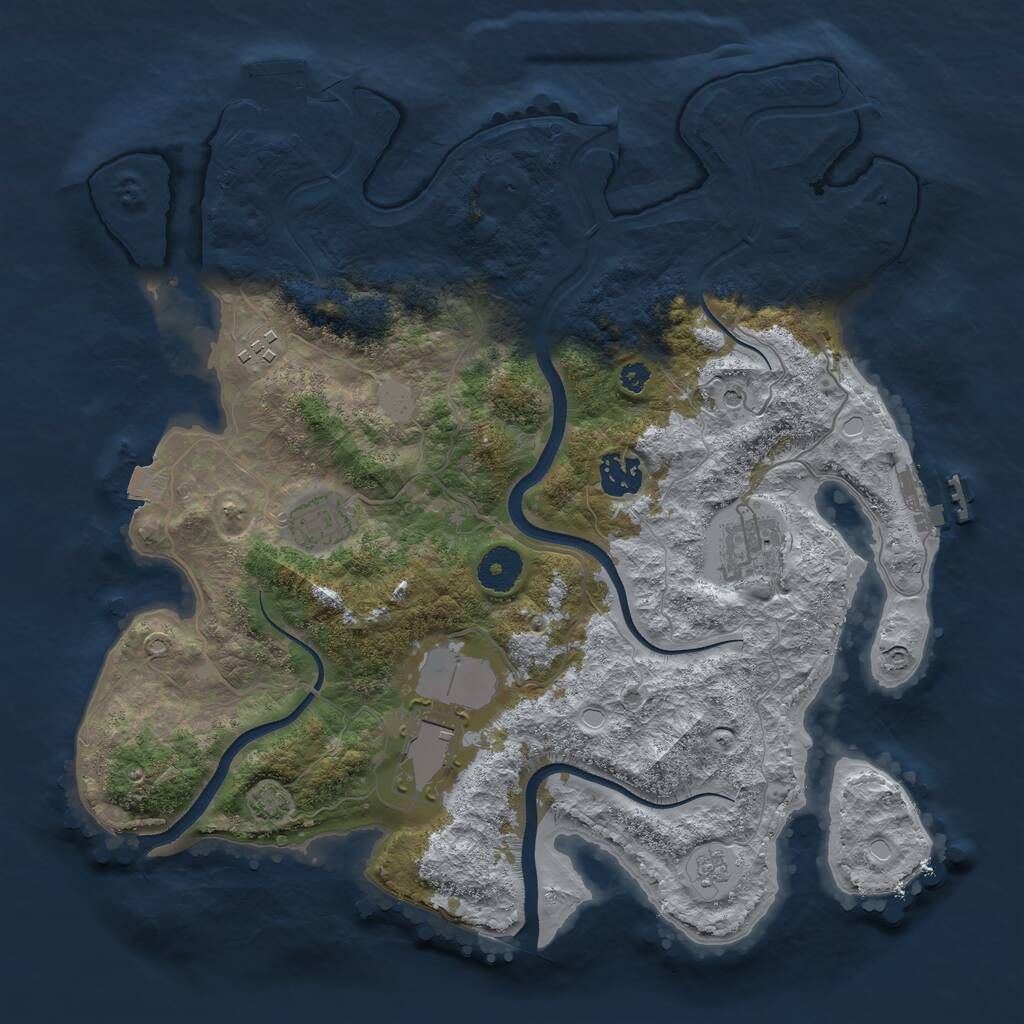 Rust Map: Procedural Map, Size: 3500, Seed: 1129886158, 11 Monuments