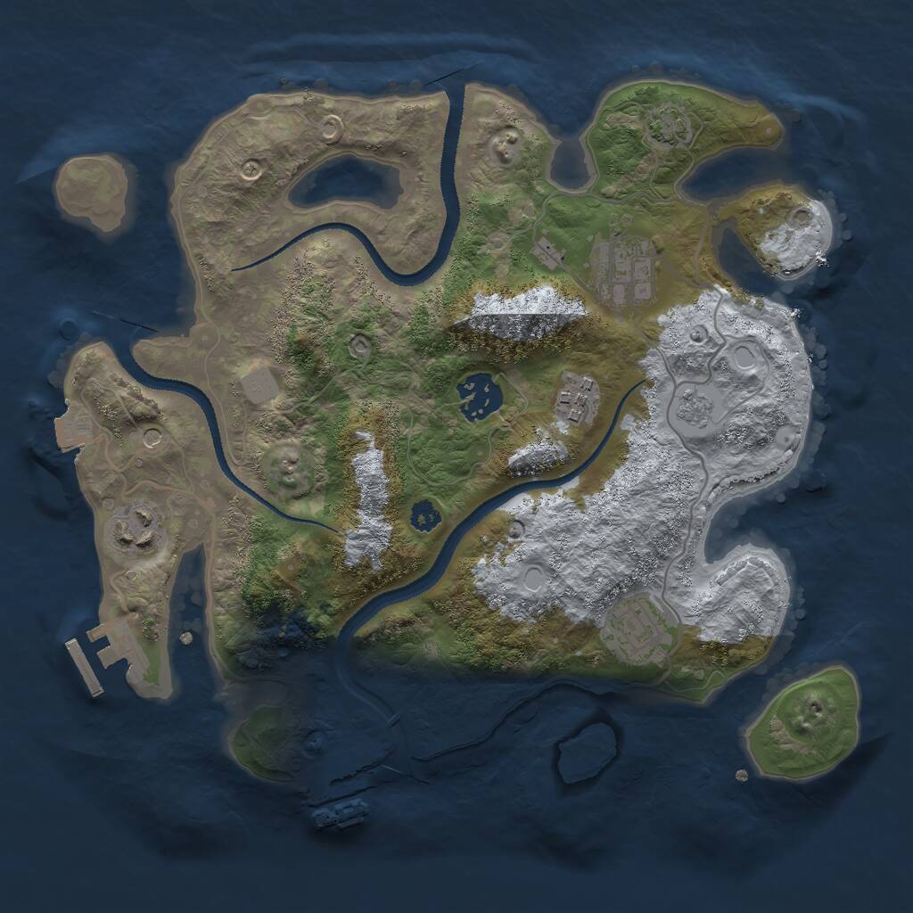 Rust Map: Procedural Map, Size: 3000, Seed: 1256419250, 11 Monuments