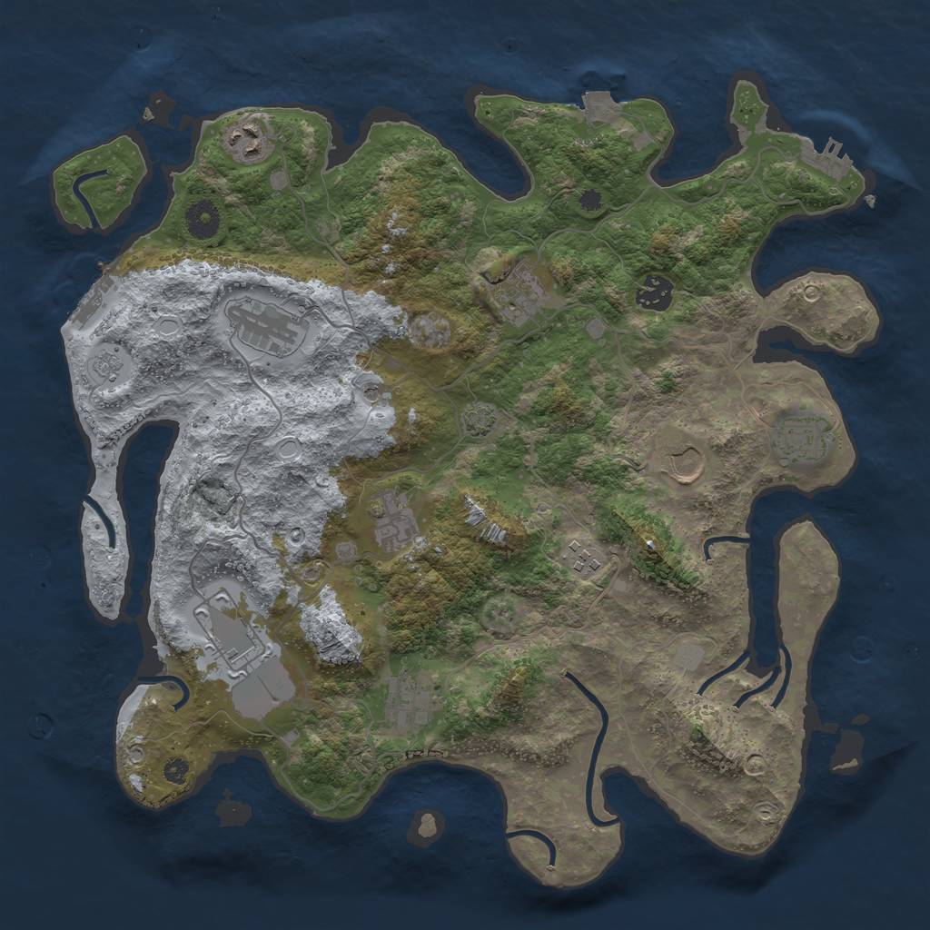 Rust Map: Procedural Map, Size: 3800, Seed: 379683061, 18 Monuments