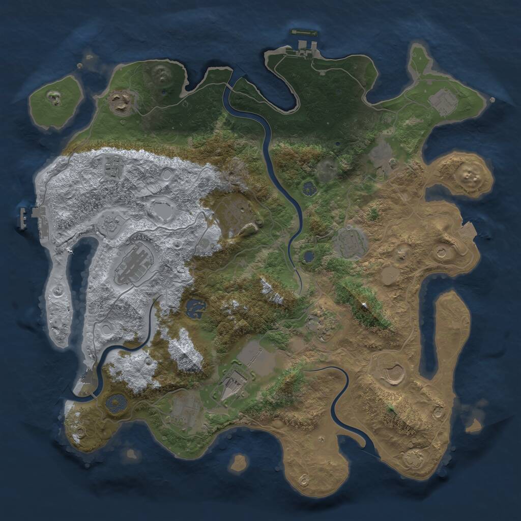 Rust Map: Procedural Map, Size: 3800, Seed: 379683061, 17 Monuments