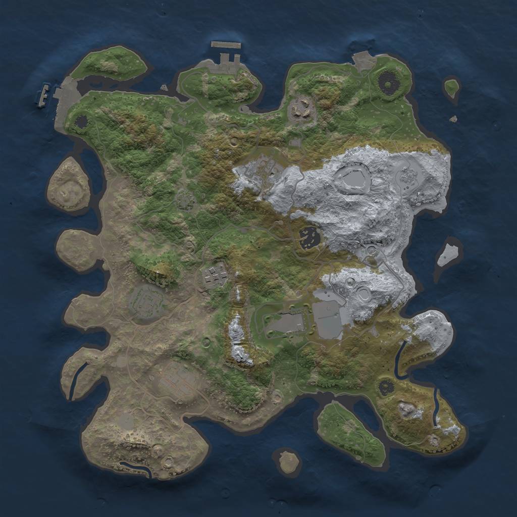 Rust Map: Procedural Map, Size: 3500, Seed: 850965706, 15 Monuments
