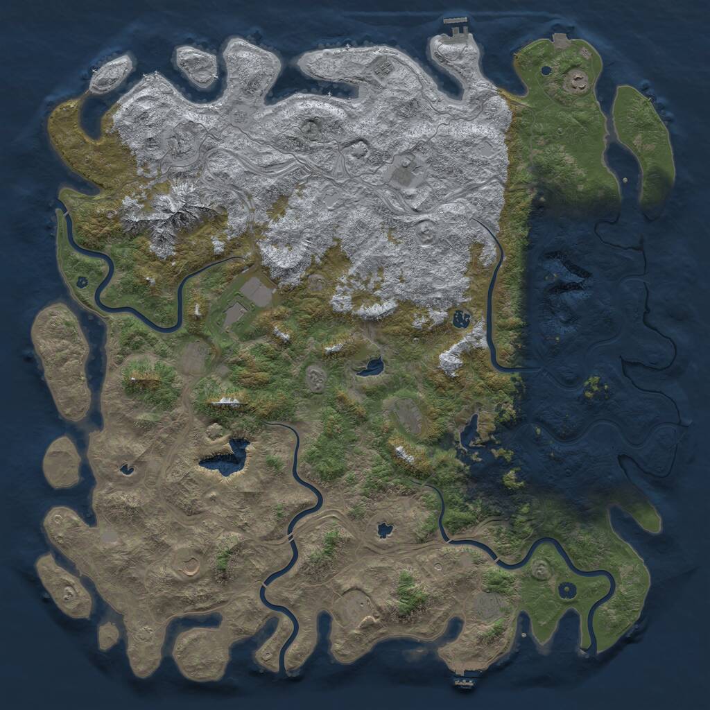 Rust Map: Procedural Map, Size: 6000, Seed: 1972726296, 17 Monuments