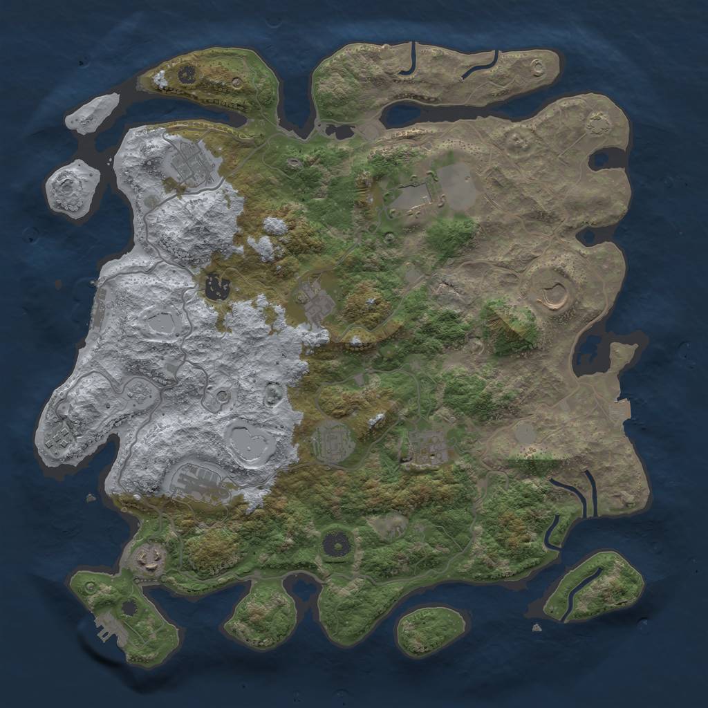 Rust Map: Procedural Map, Size: 4000, Seed: 2001969293, 18 Monuments