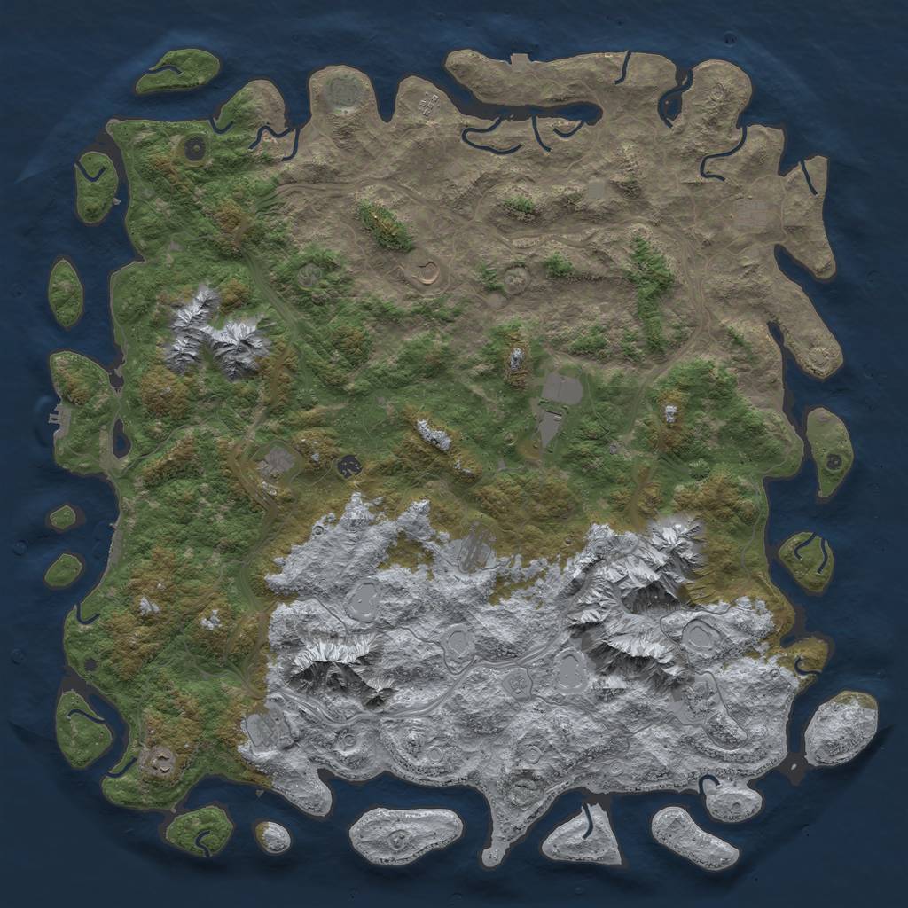 Rust Map: Procedural Map, Size: 6000, Seed: 4658, 19 Monuments