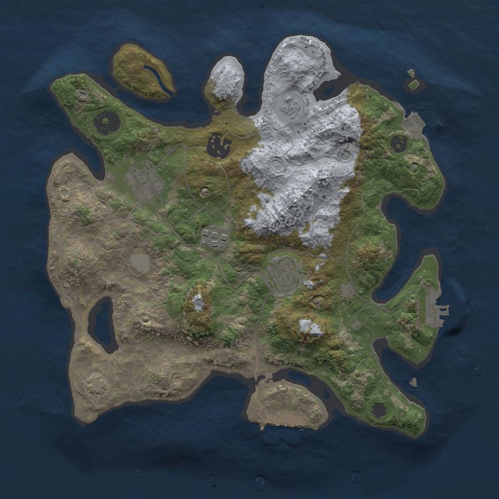 Rust Map: Procedural Map, Size: 3000, Seed: 625633, 12 Monuments