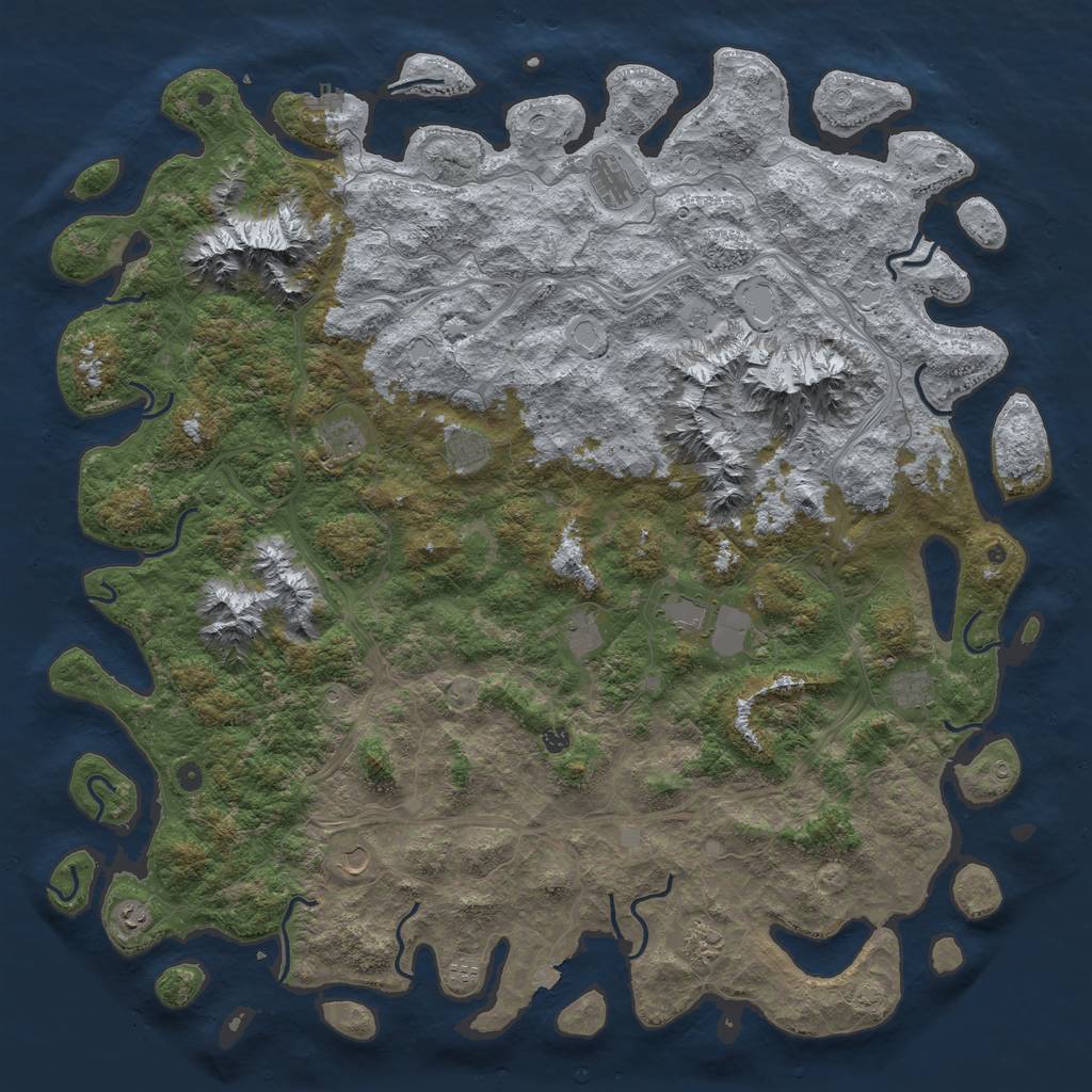 Rust Map: Procedural Map, Size: 6000, Seed: 94744406, 18 Monuments