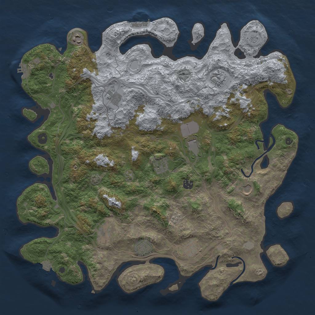 Rust Map: Procedural Map, Size: 4500, Seed: 2101966714, 19 Monuments