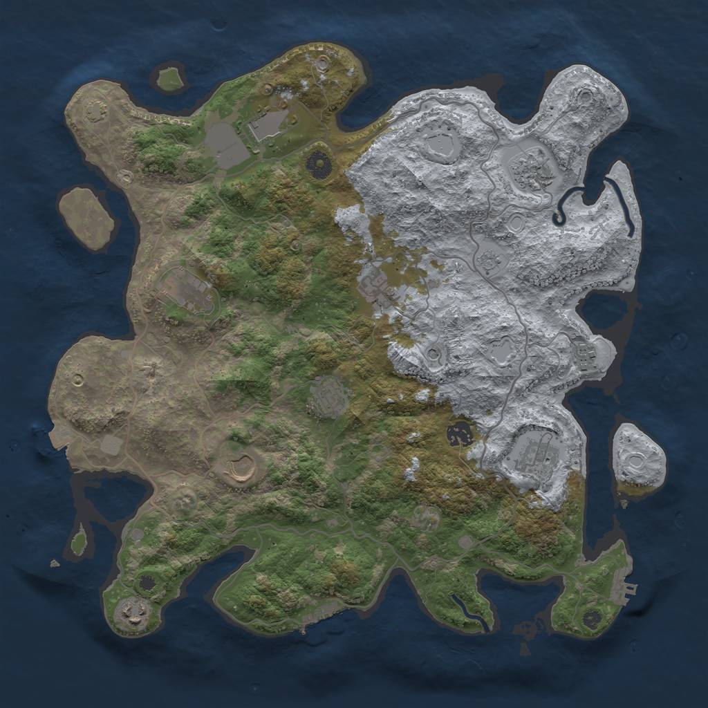 Rust Map: Procedural Map, Size: 4000, Seed: 252487443, 18 Monuments