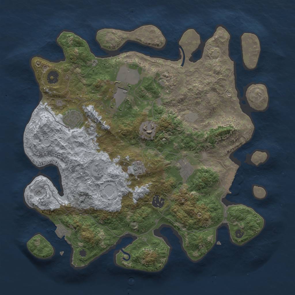 Rust Map: Procedural Map, Size: 3500, Seed: 286537563, 14 Monuments