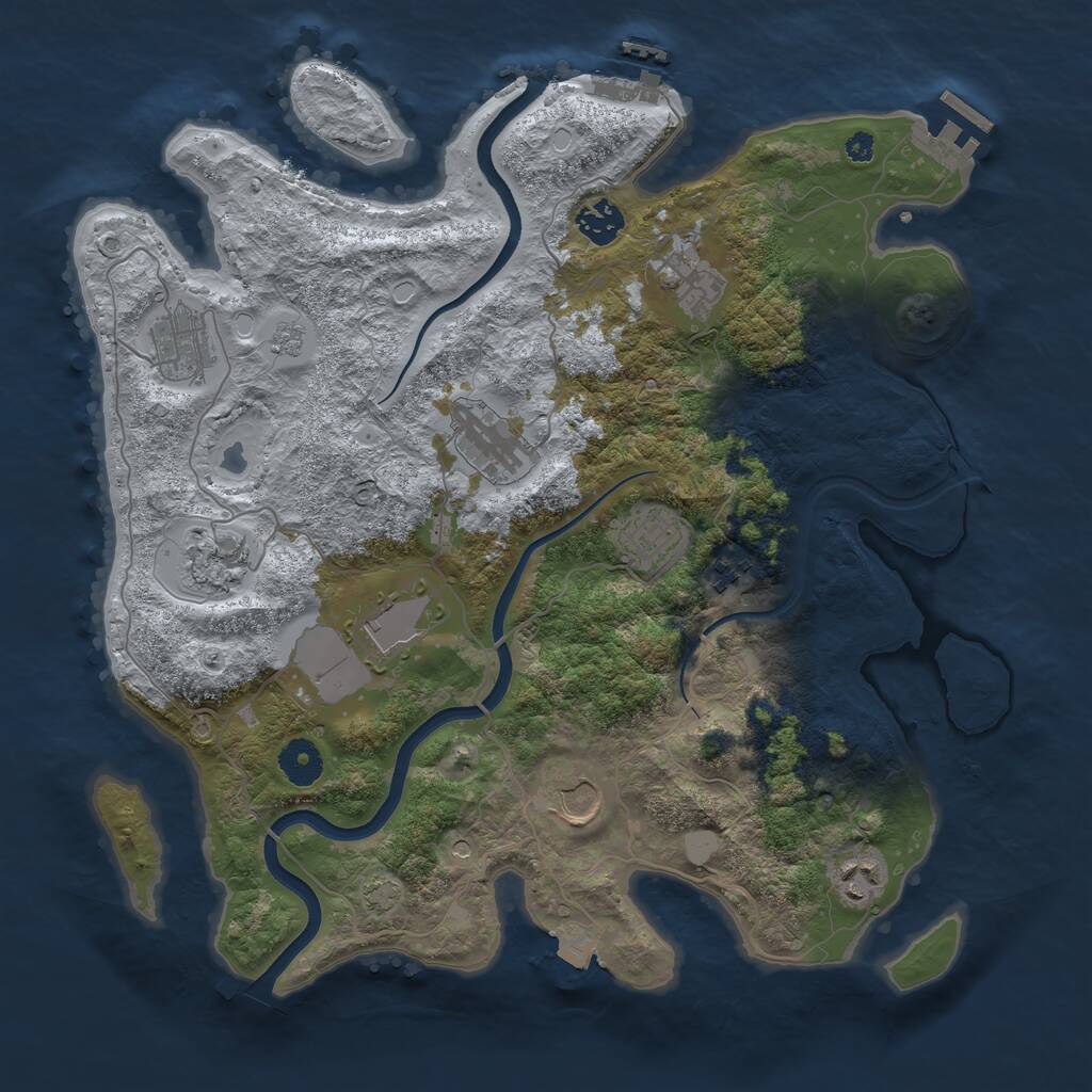 Rust Map: Procedural Map, Size: 3700, Seed: 235871078, 16 Monuments