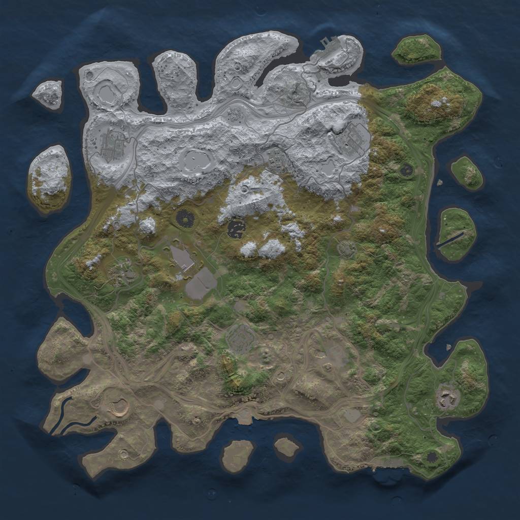 Rust Map: Procedural Map, Size: 4250, Seed: 1321669149, 18 Monuments