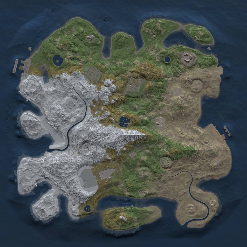 Rust Map: Procedural Map, Size: 3500, Seed: 387529585, 12 Monuments