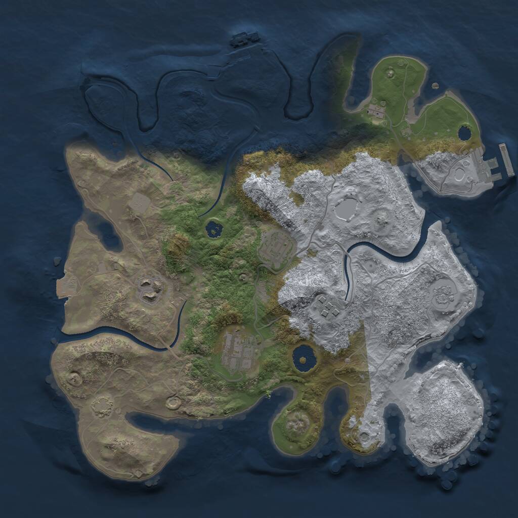 Rust Map: Procedural Map, Size: 3100, Seed: 937610473, 9 Monuments