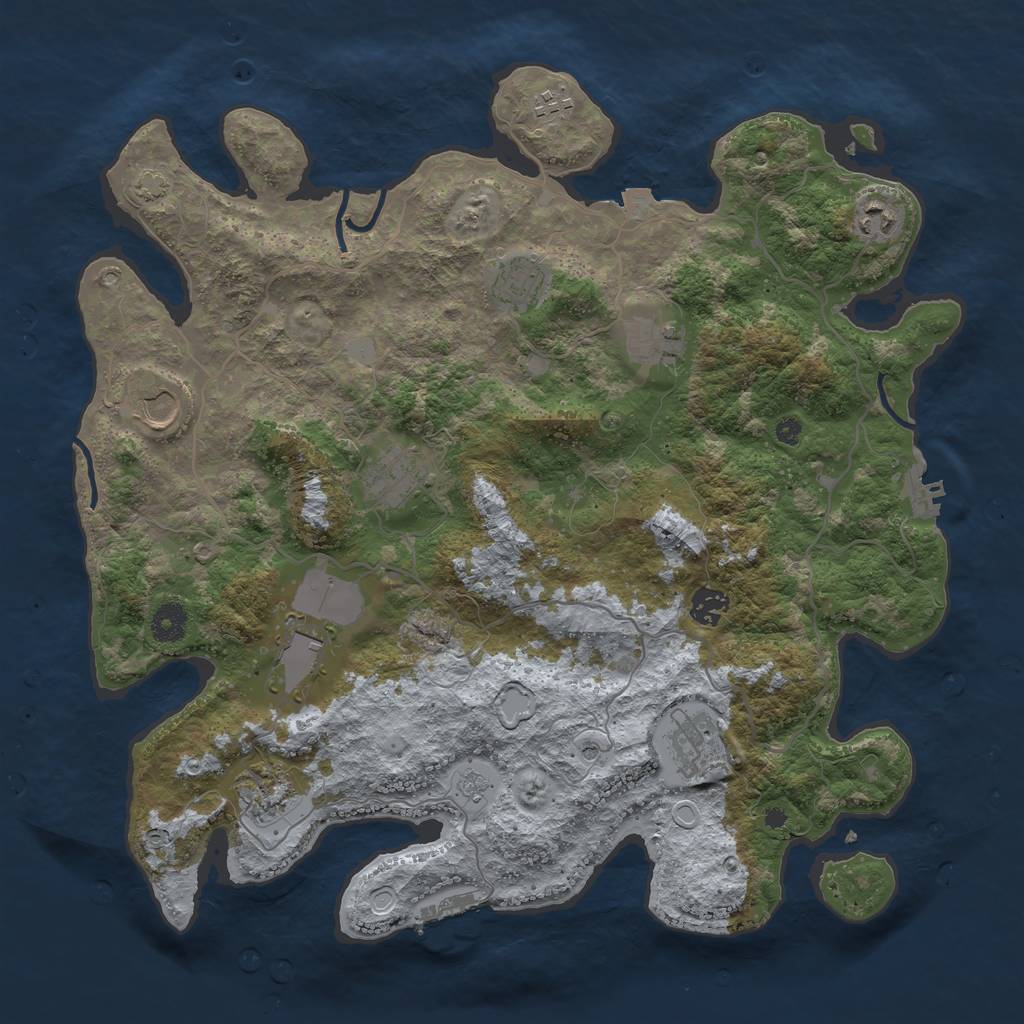 Rust Map: Procedural Map, Size: 4000, Seed: 699503815, 18 Monuments